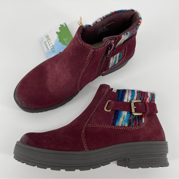 Earth Origins NWT Tate Burgundy Boho Leather Ankle Boots 6 - Picture 1 of 10